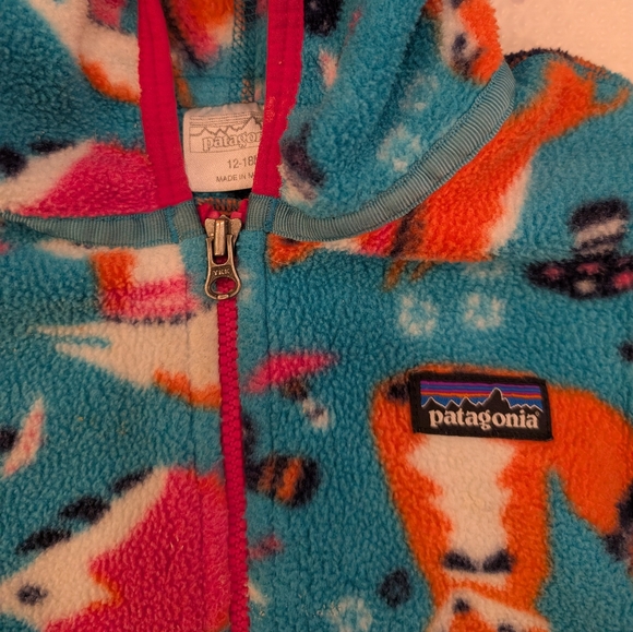 12-18M Patagonia Baby Furry Friends Hoodie - Fox & Animal Print - Picture 3 of 3